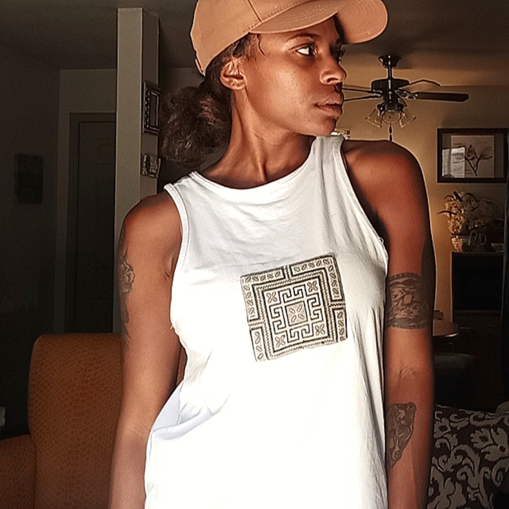 Upcycled Lao ethnic cotton tank top